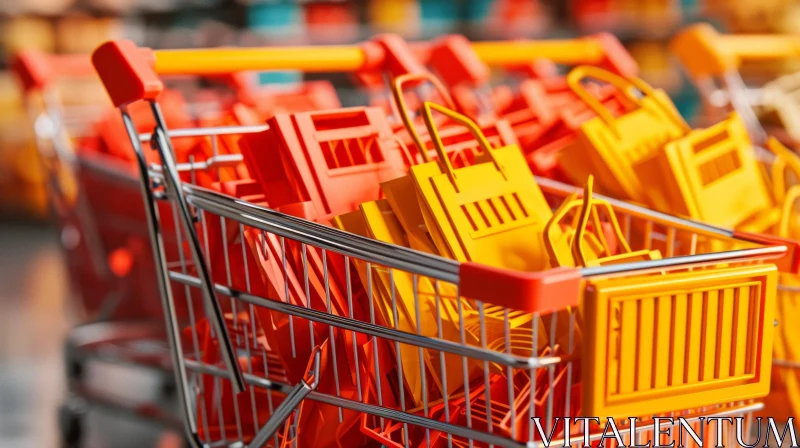 Vibrant Shopping Carts in a Supermarket - Captivating Image AI Image
