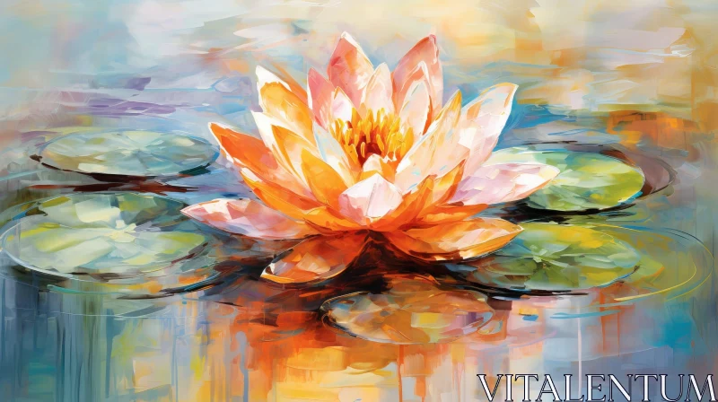 AI ART Beautiful Water Lily Painting - Nature Bloom Artwork