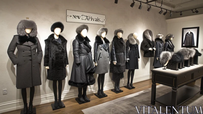 Elegant Mannequins in Fur Coats and Hats | New Arrivals AI Image