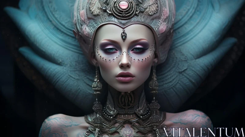 Elegant Woman Portrait with Elaborate Jewelry AI Image