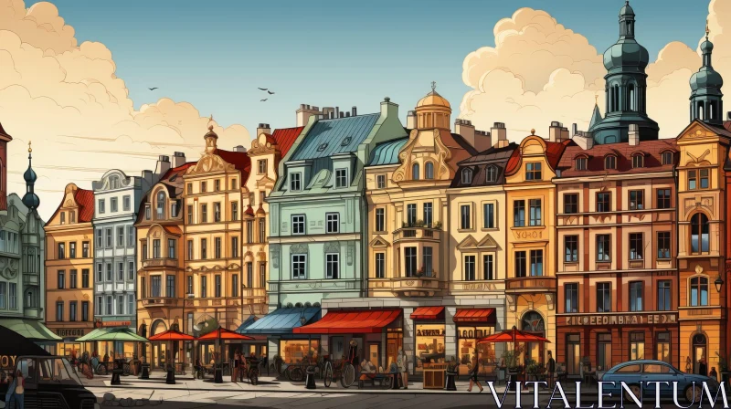 Enchanting European City Streetscape AI Image