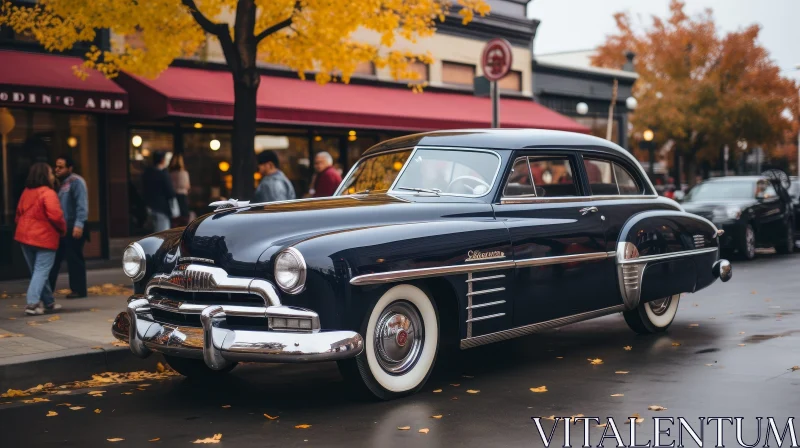 Vintage 1950s Car - Urban Street Scene AI Image