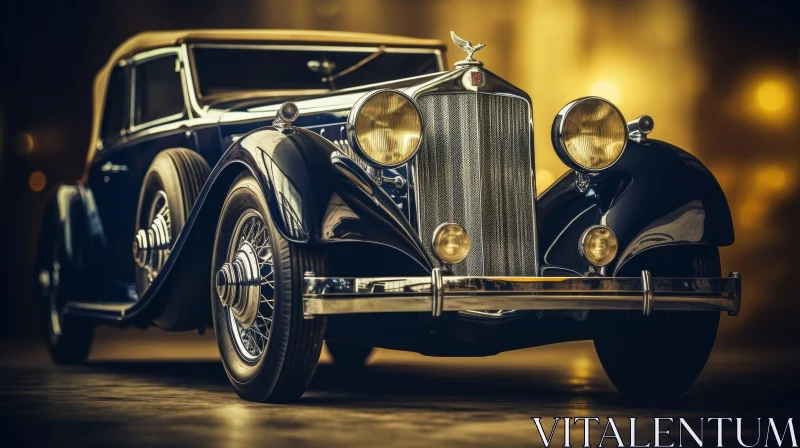 Classic 1930s Vintage Car in Dark Blue AI Image