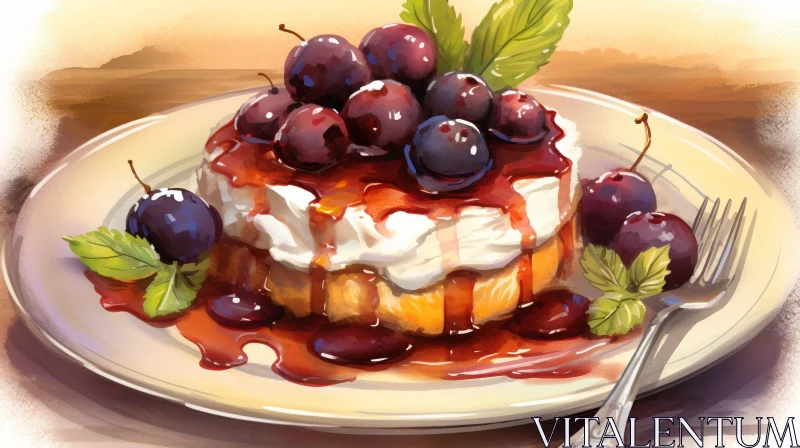 AI ART Delicious Cheesecake with Blueberries