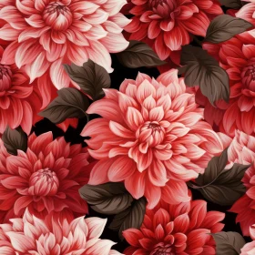 Elegant Dahlia Floral Pattern on Black Background
