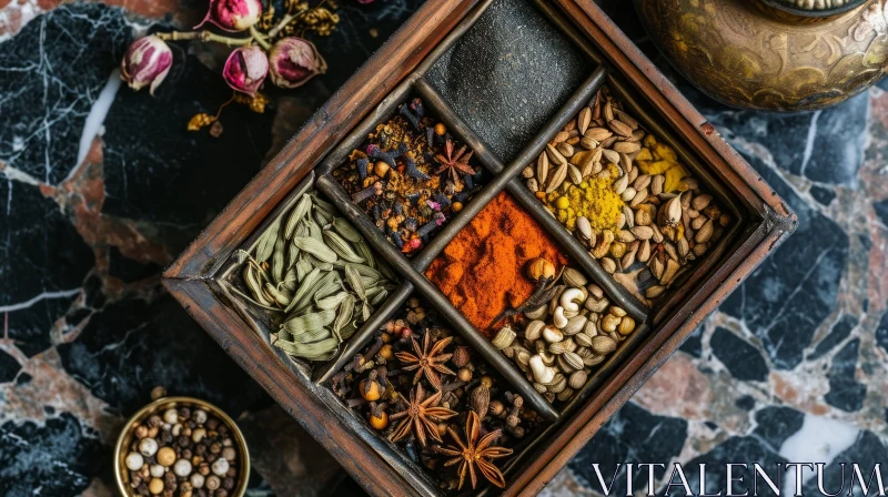 Exquisite Wooden Spice Box with Aromatic Delights