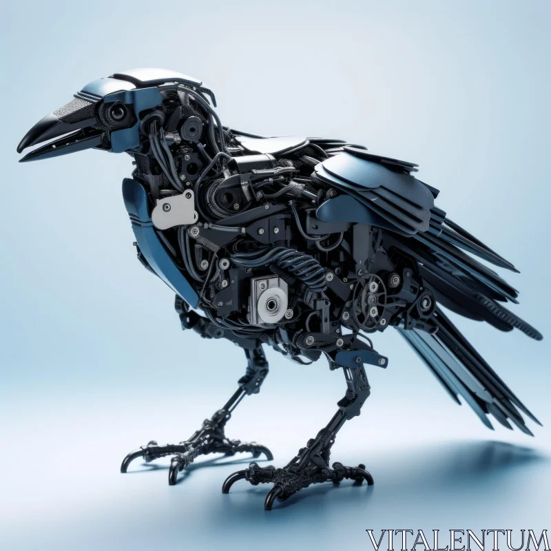 Futuristic Cyberpunk Crow: A Blend of Minimalism and Precisionism AI Image