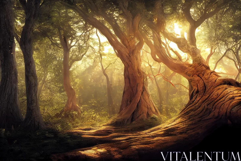 Majestic Tree in a Mystical Forest - Epic Fantasy Scene AI Image