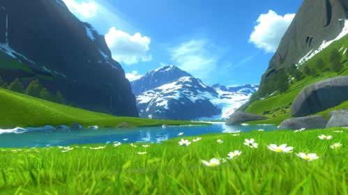 Mountain Valley Landscape - Serene Nature Scene