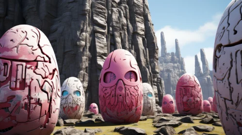 Sci-Fi Anime Inspired Kombuchapunk Art with Pink Egg Totems