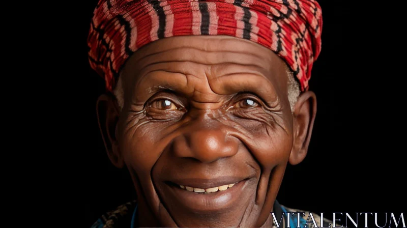 AI ART Smiling Elderly African Man Portrait