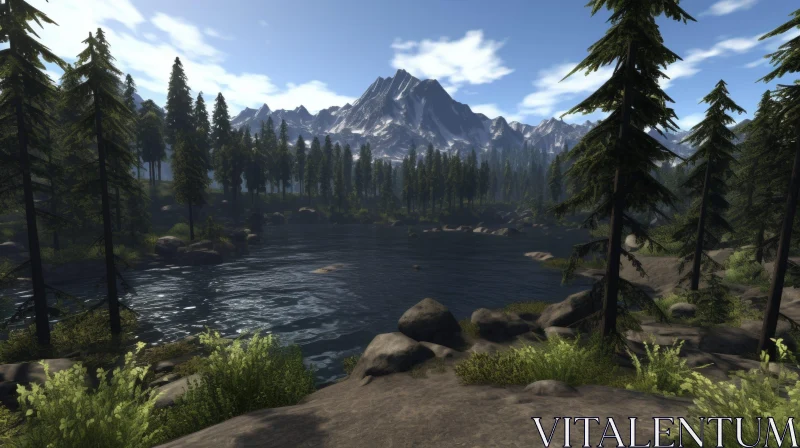 Tranquil Mountain Lake Landscape