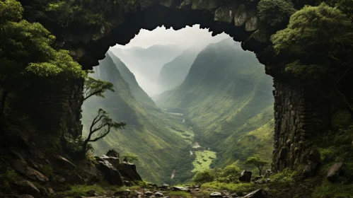 Tranquil Valley Landscape with River and Mountains