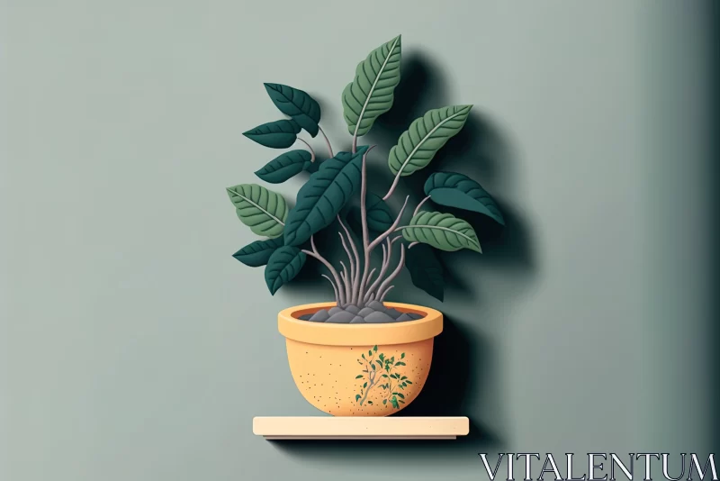 Captivating Vector Illustration of a Plant in a Decorative Pot | Optical Illusion Paintings AI Image