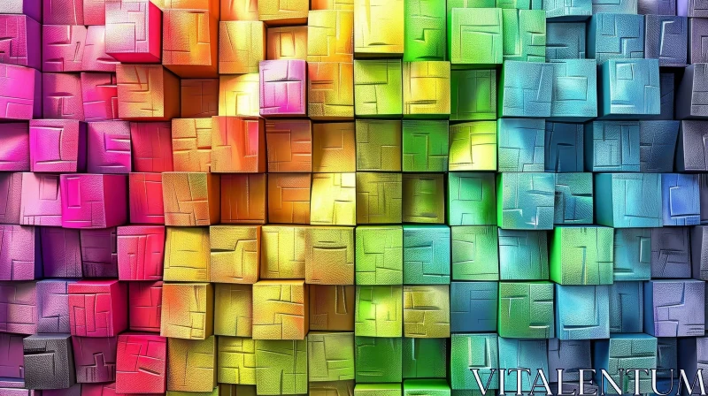 Colorful 3D Cube Wall | Modern Design AI Image
