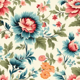 Colorful Floral Pattern on Beige Background