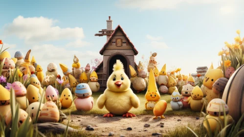Easter Celebrations: Bunny, Chickens and Pigs in a Rural Setting