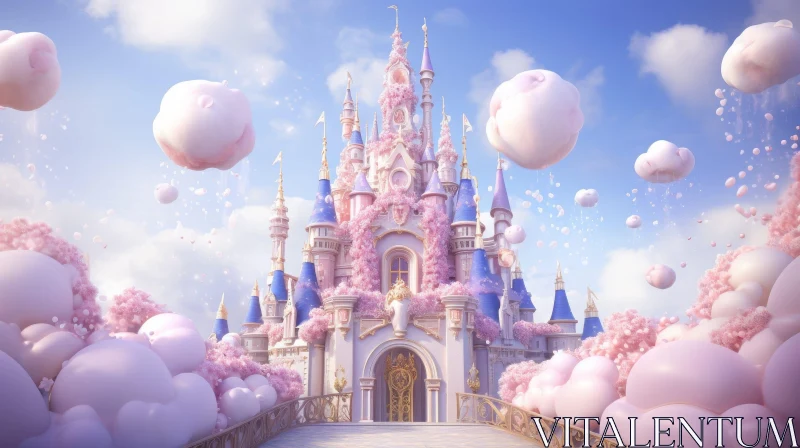 Enchanting 3D Fairytale Castle Rendering AI Image