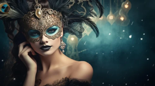 Intriguing Woman in Venetian Mask