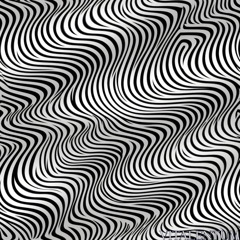 Monochrome Wavy Stripes Pattern - Vector Illustration AI Image