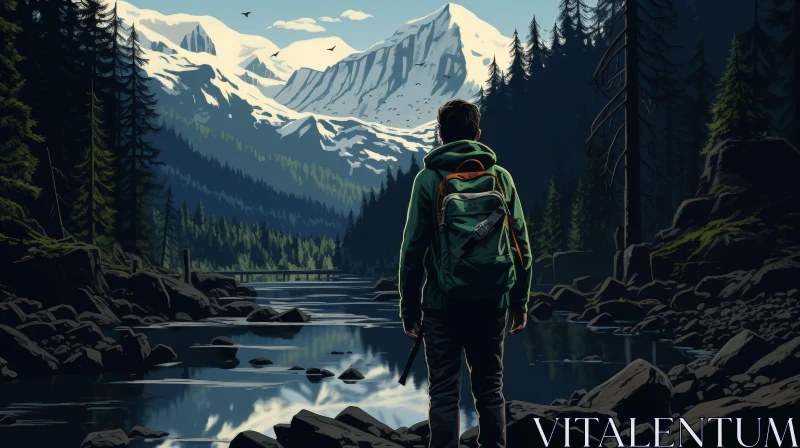 Mountain River Adventure AI Image
