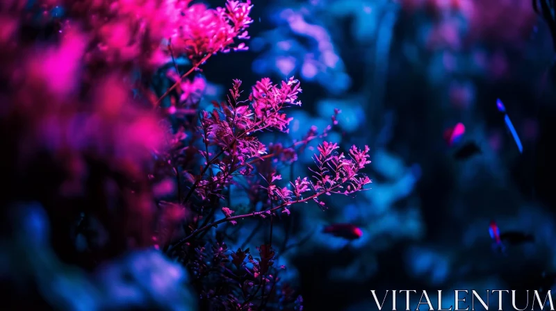 Pink Leaves in Aquarium: Captivating Close-Up Photography AI Image