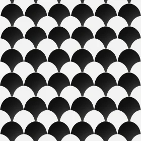 Retro Black and White Scallop Pattern
