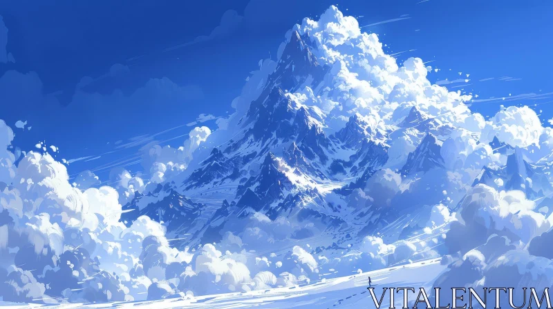 Snow-Capped Mountain Landscape AI Image