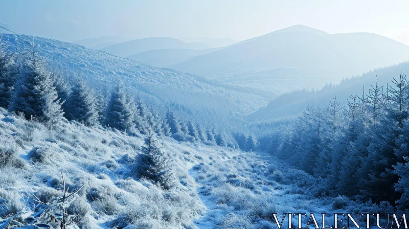 Tranquil Winter Mountain Landscape AI Image