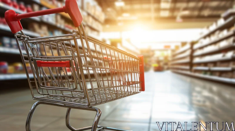 Abstract Composition: Shopping Cart in Supermarket Interior AI Image