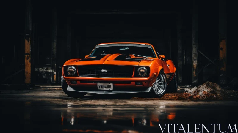 Classic Orange Muscle Car - Vintage Automotive Photography AI Image