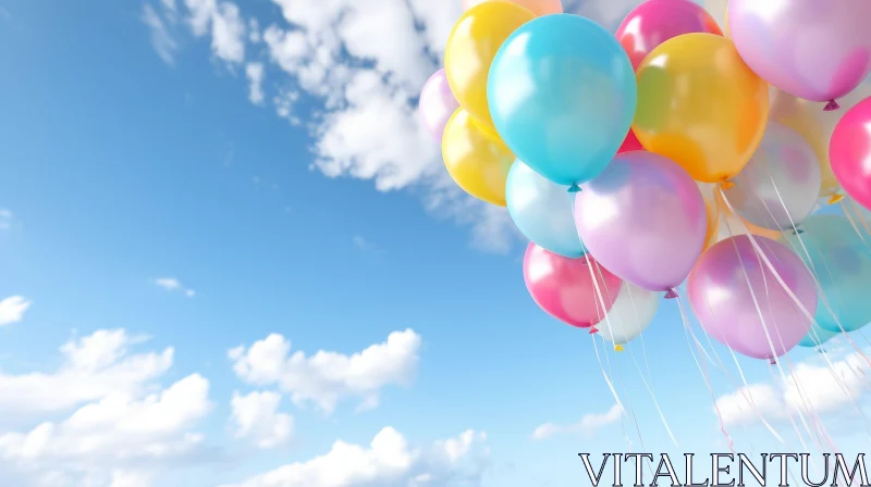 Colorful Balloons in the Sky - Joyful and Cheerful Scene AI Image