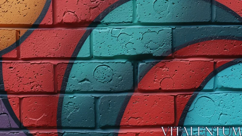 Colorful Graffiti on Brick Wall - Abstract Street Art AI Image