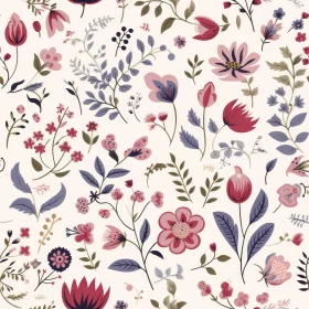 Elegant Floral Pattern in Pink, Red, and Blue