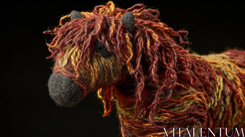 Handmade Yarn Horse Toy with Shaggy Mane and Tail AI Image