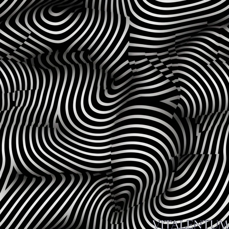 AI ART Monochrome Abstract Stripes Pattern