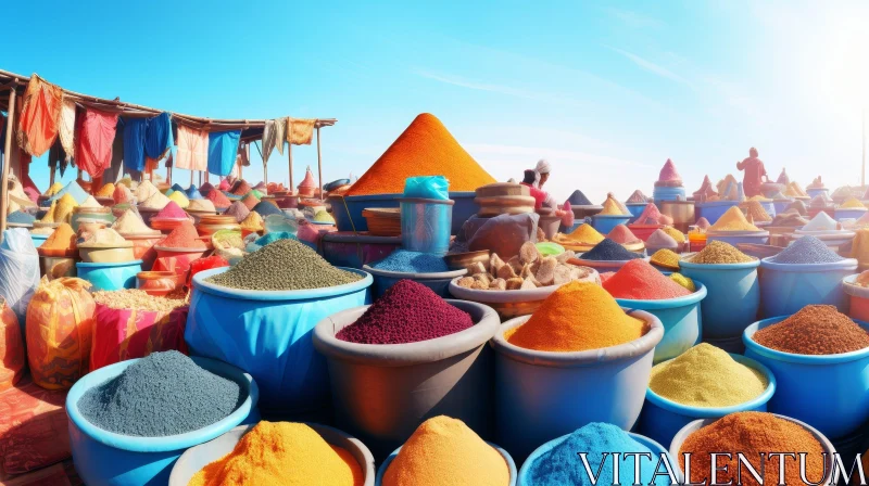 Spice Market Scene: Vibrant Colors and Activity AI Image