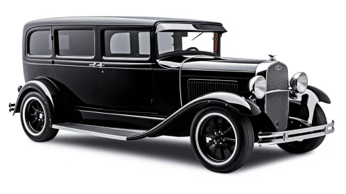 Black Vintage Car on White Background | Realistic Rendering