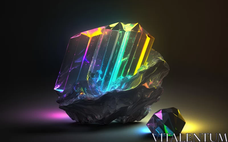 Captivating Rainbow Crystal with Colorful Stones - Mesmerizing Artwork AI Image