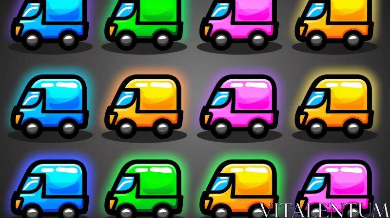 AI ART Colorful Cartoon Truck Grid | Illustration