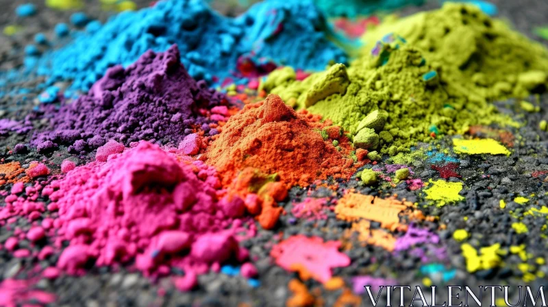 AI ART Colorful Powder Heap Close-up Composition