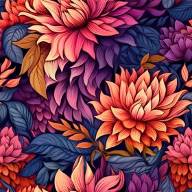 Detailed Floral Pattern on Dark Blue Background