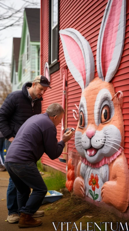 Easter Bunny House Mural: A Unique Fusion of Art and Celebration AI Image