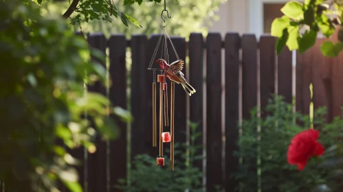 Enchanting Wind Chime Hanging in a Serene Garden