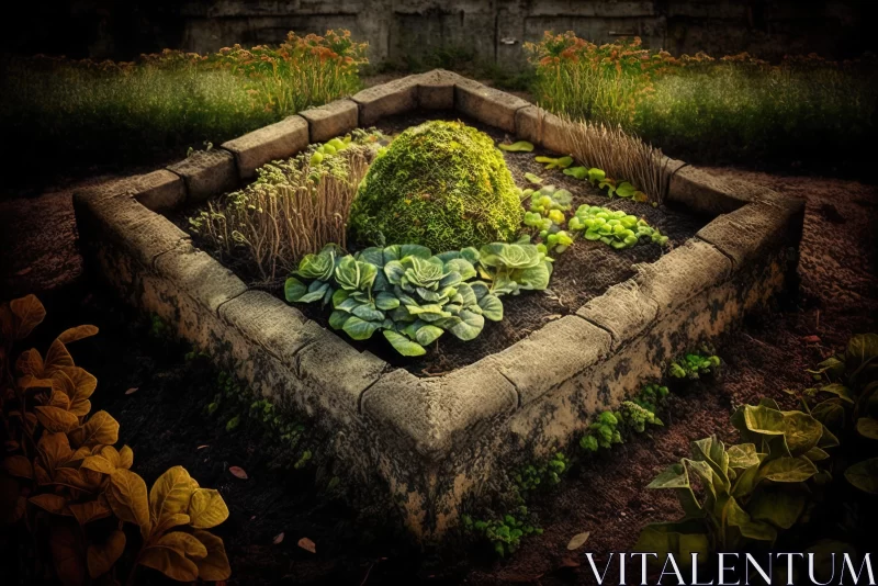 Garden Bed with Stone Foundation | Photorealistic Nature Art AI Image