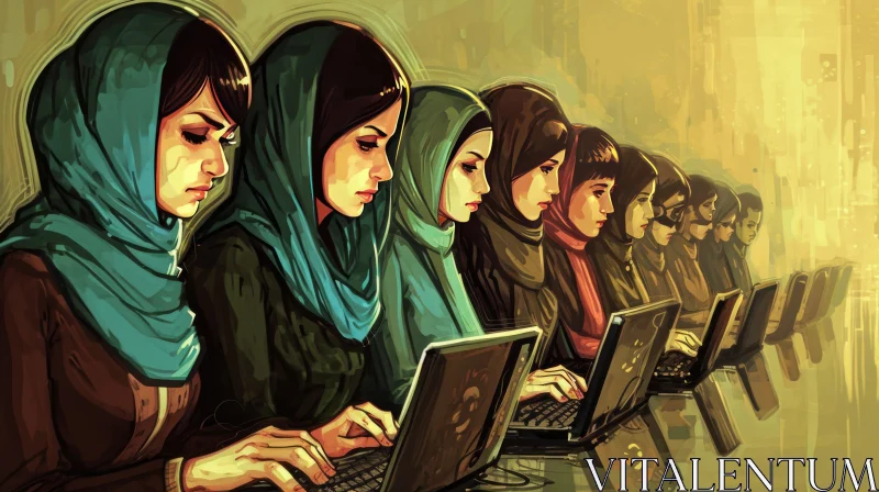 AI ART Resilient Middle Eastern Women Working Together - Inspiring Image