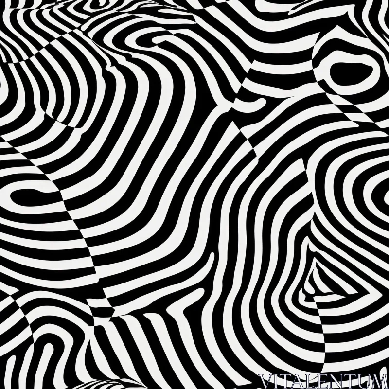 AI ART Stylish Black and White Wavy Stripes Pattern