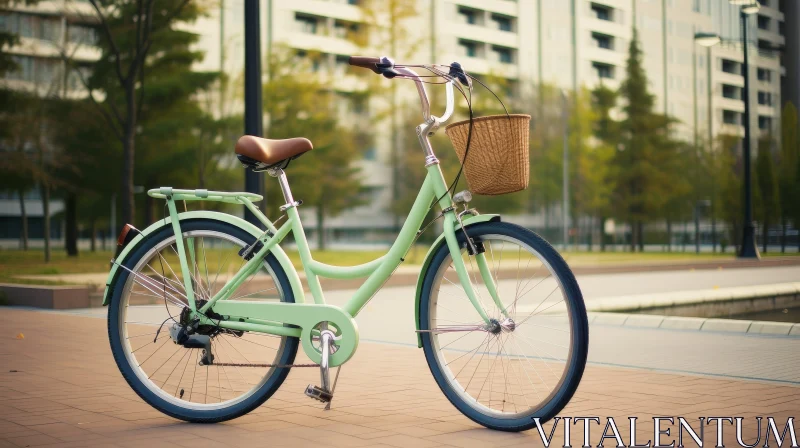 Urban Bicycle with Wicker Basket AI Image