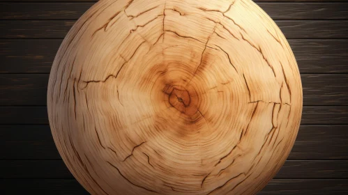 Wooden Sphere 3D Rendering on Dark Background