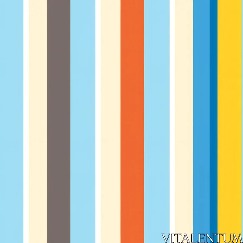 AI ART Cheerful Vertical Stripes Pattern in Beige, Brown, Blue, Orange, Cream, Yellow